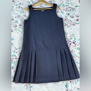 kgr Navy Blue Wool Jumper School Dress  w Pleated Skirt